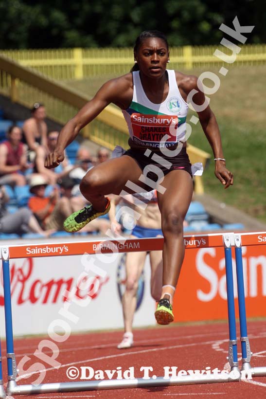Perri Shakes Drayton winner of the 400 metres hurdles at the Sainsbury's British Championships, Birmingham.
